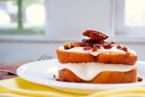 Maple Glazed Pound Cake & Candied Bacon Pecans